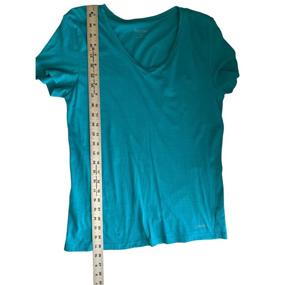 Bundle Of 2 Tees: Calvin Klein Performance Teal & Loft Sunwashed Striped Medium - Picture 9 of 11